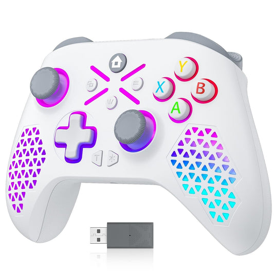 RGB Wireless Controller Gamepad For Xbox One Xbox Series X S &PC Vibration 2.4G White