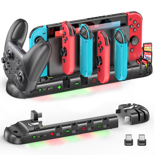 Charging Dock for Nintendo Switch Controller Joy Con & Games New Organiser